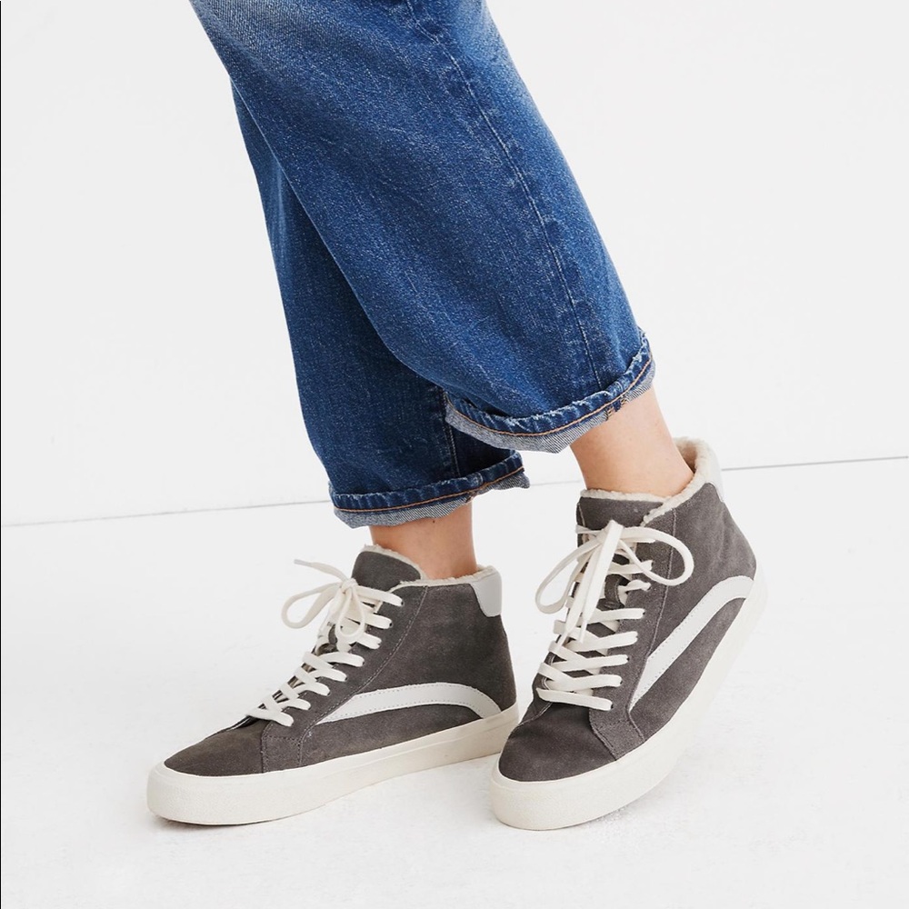 Madewell Sidewalk High Top Sneakers Deep Coal